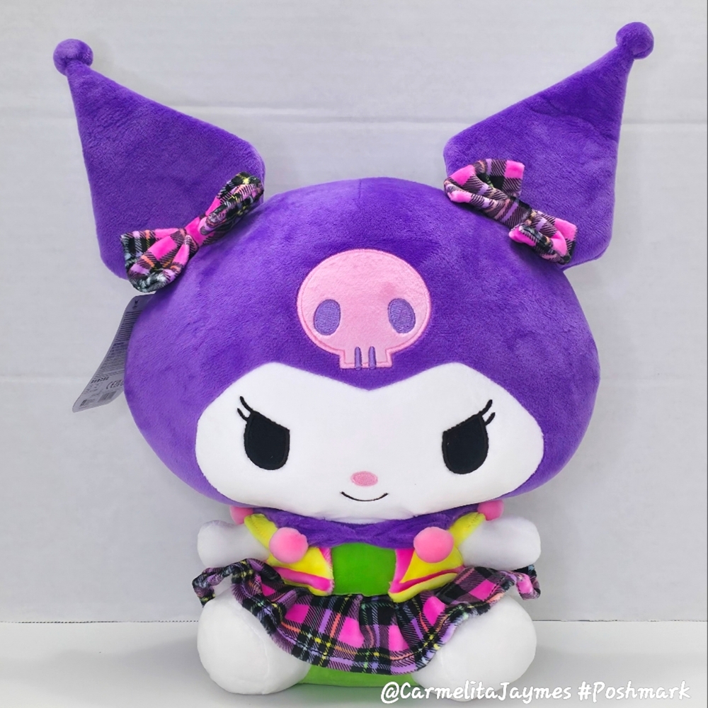 KUROMI 💀 12" Neon & Plaid Purple Green Pink Official Hello Kitty &  Friends NWT